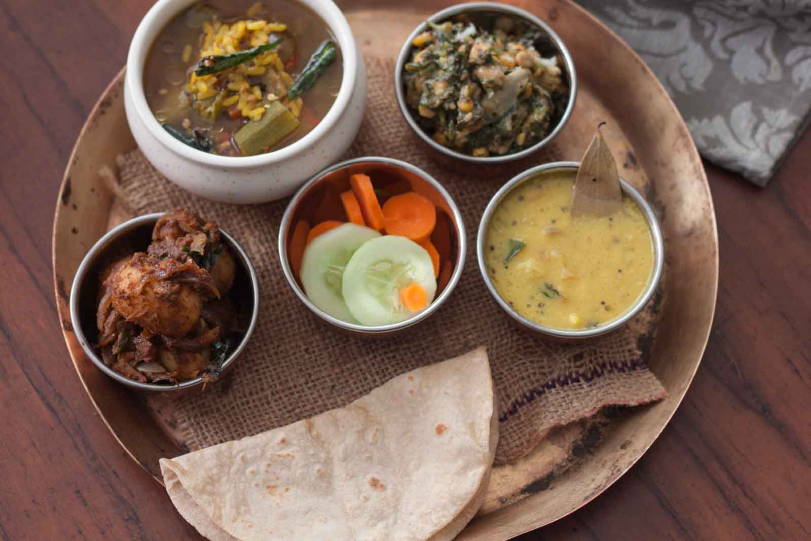 everyday meal plate with tharvani charu urali roast and more 2