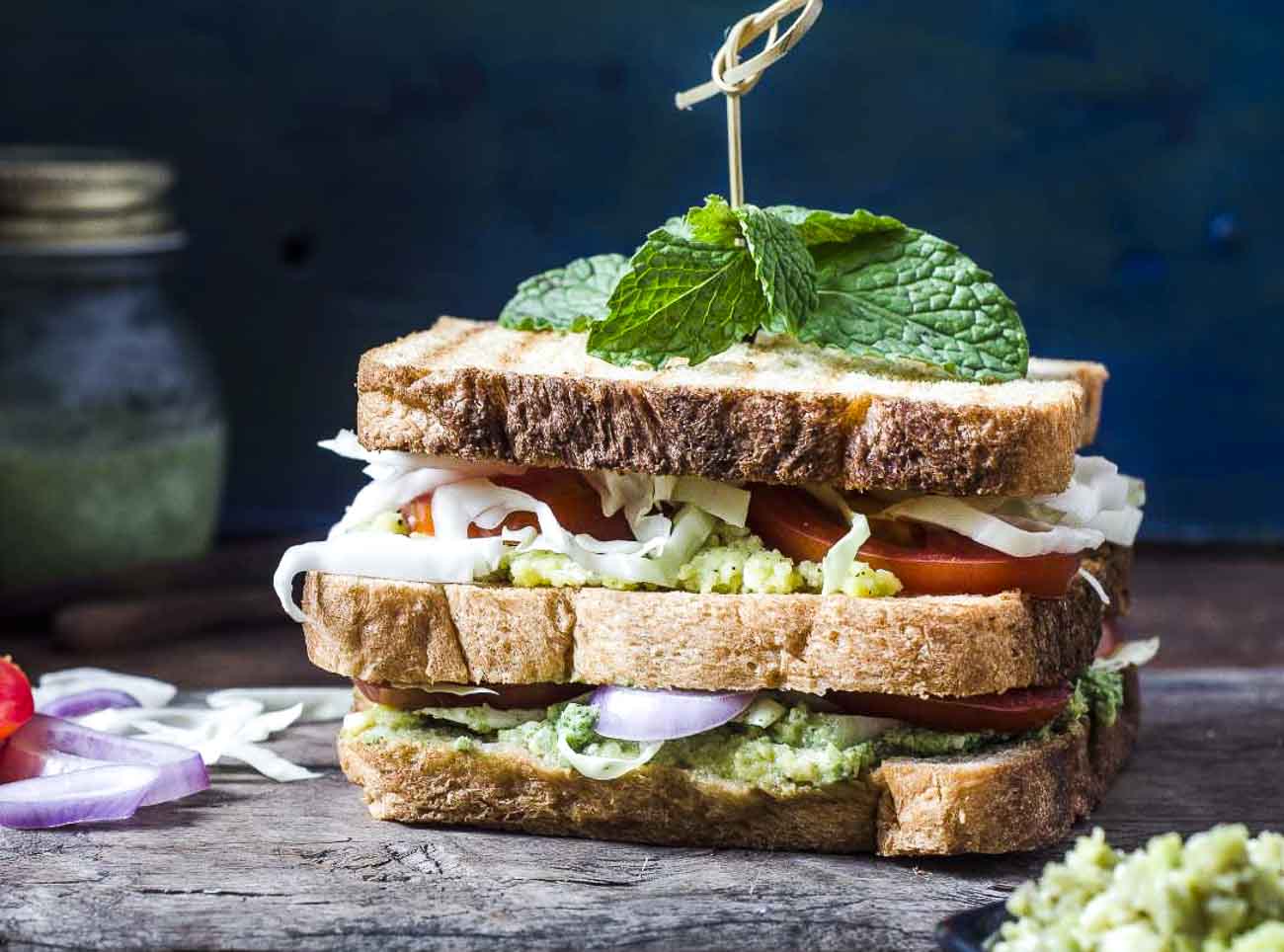 Vegetable Sandwich Recipe with Mashed Avocado and Cottage Cheese 1