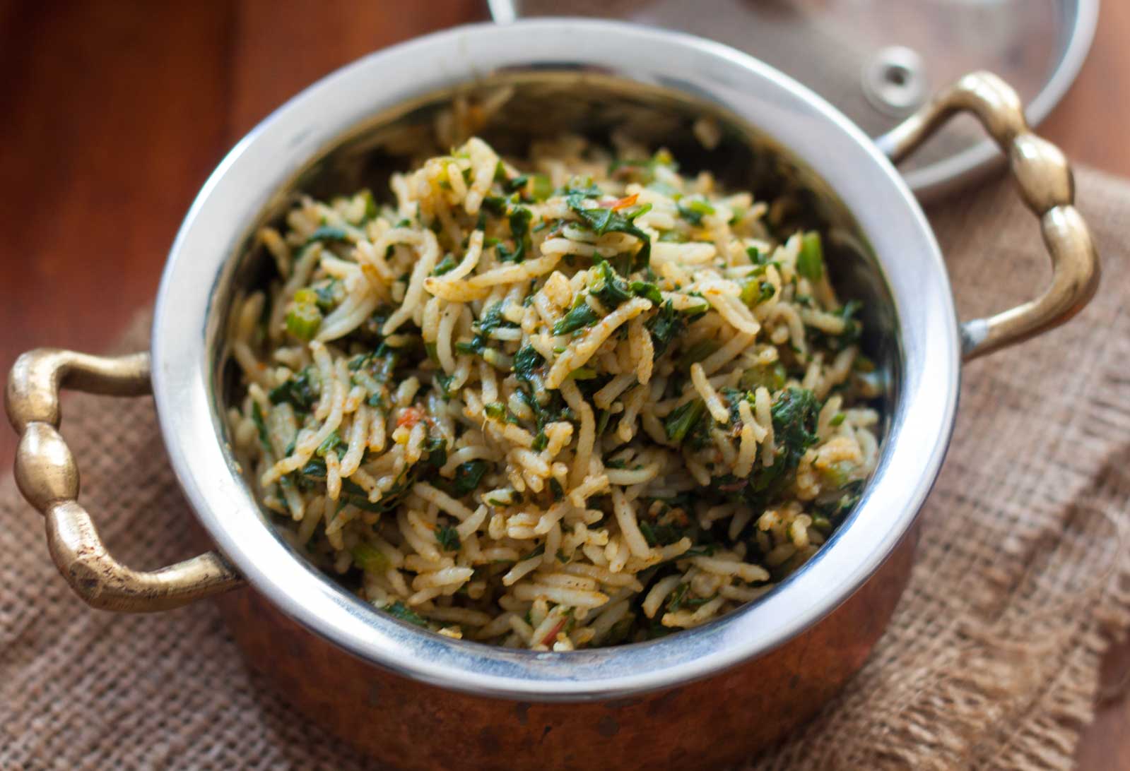 Spinach Rice Recipe - Palak Pulao