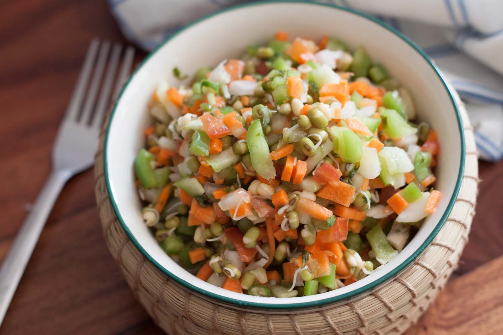 Moong Sprouted Capsisum and Carrot Salad Recipe 8718