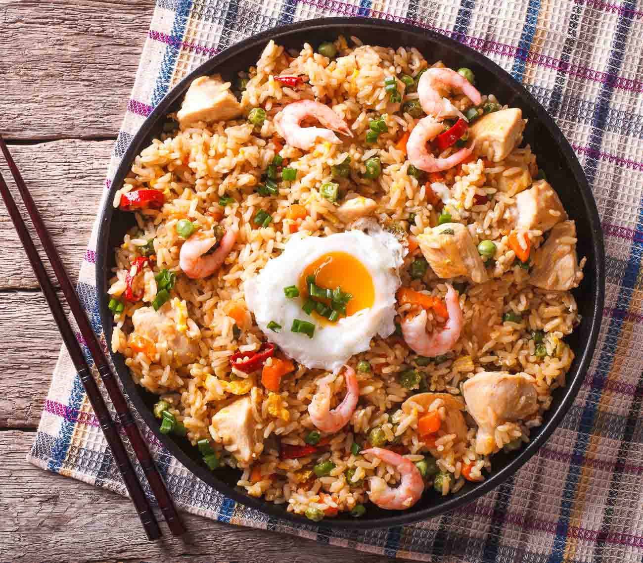 Indo Chinese Prawn And Chicken Fried Rice Recipe