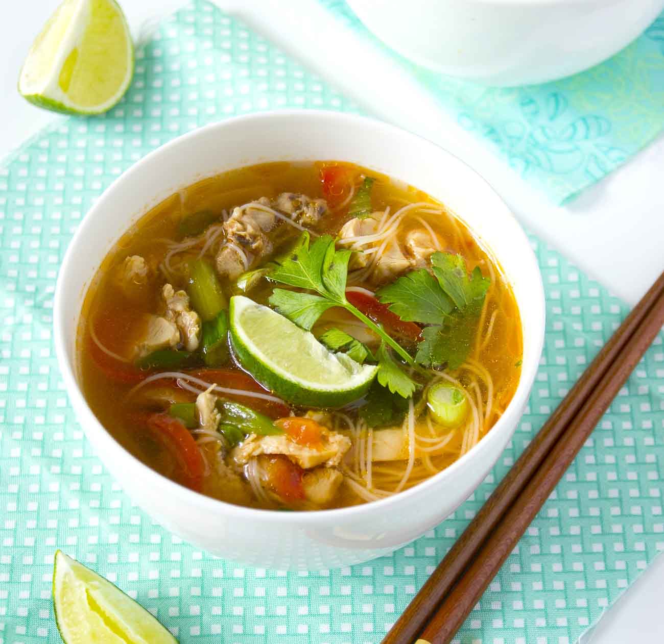Thai Chicken Noodle Soup With Veggies Recipe