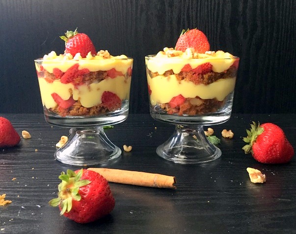 Carrot Cake Parfait With Custard And Strawberries Recipe