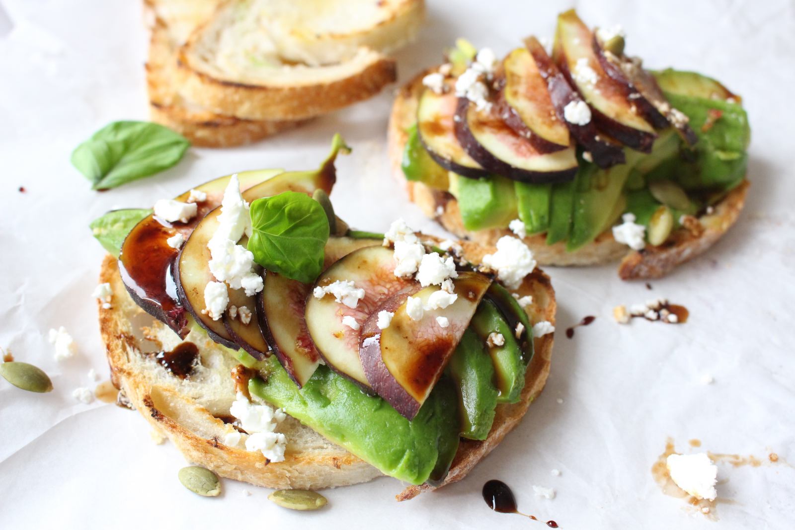 Avocado On Toast With Fresh Figs And Balsamic Reduction