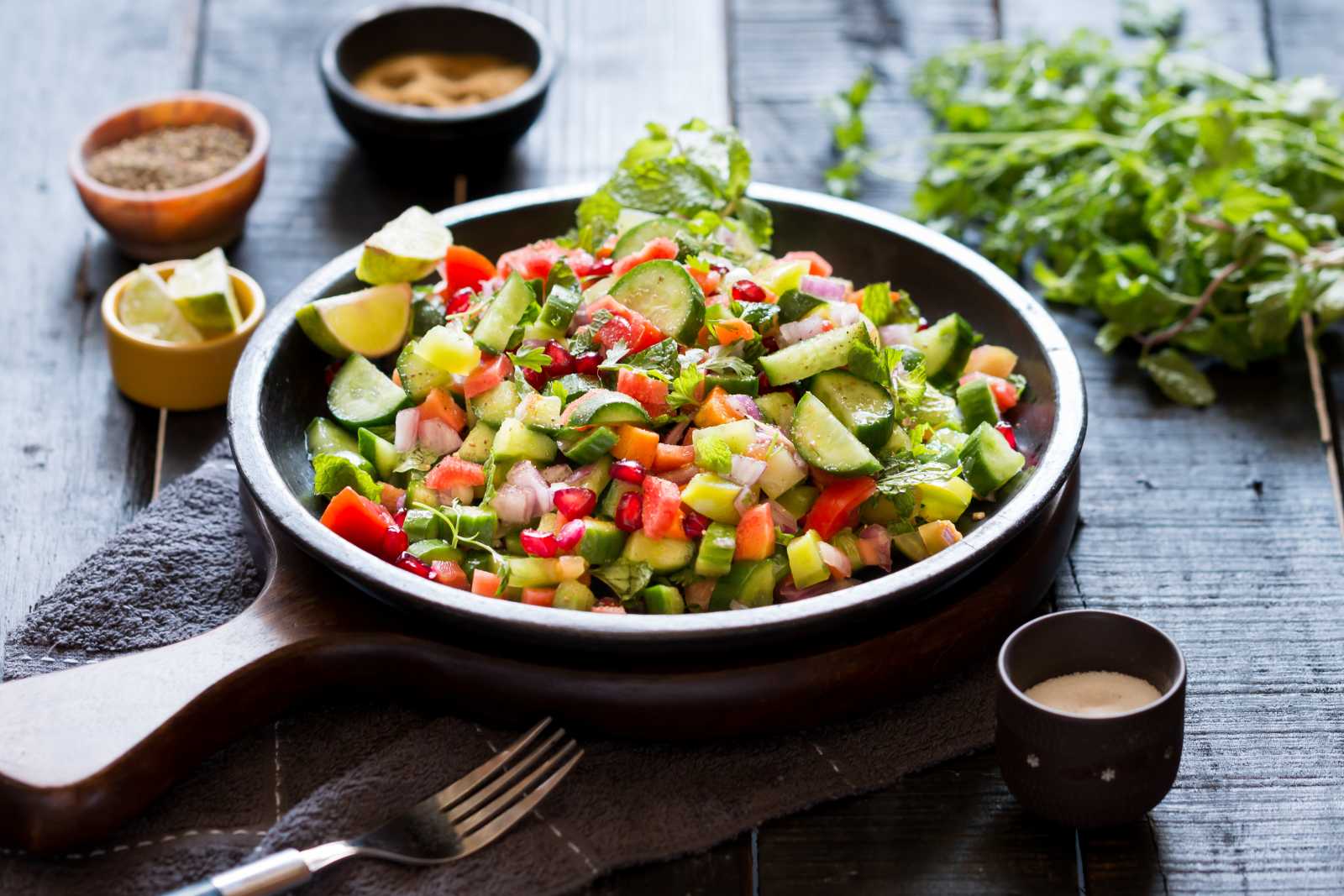Kachumber Salad Recipe With Cucumber, Onion & Tomatoes