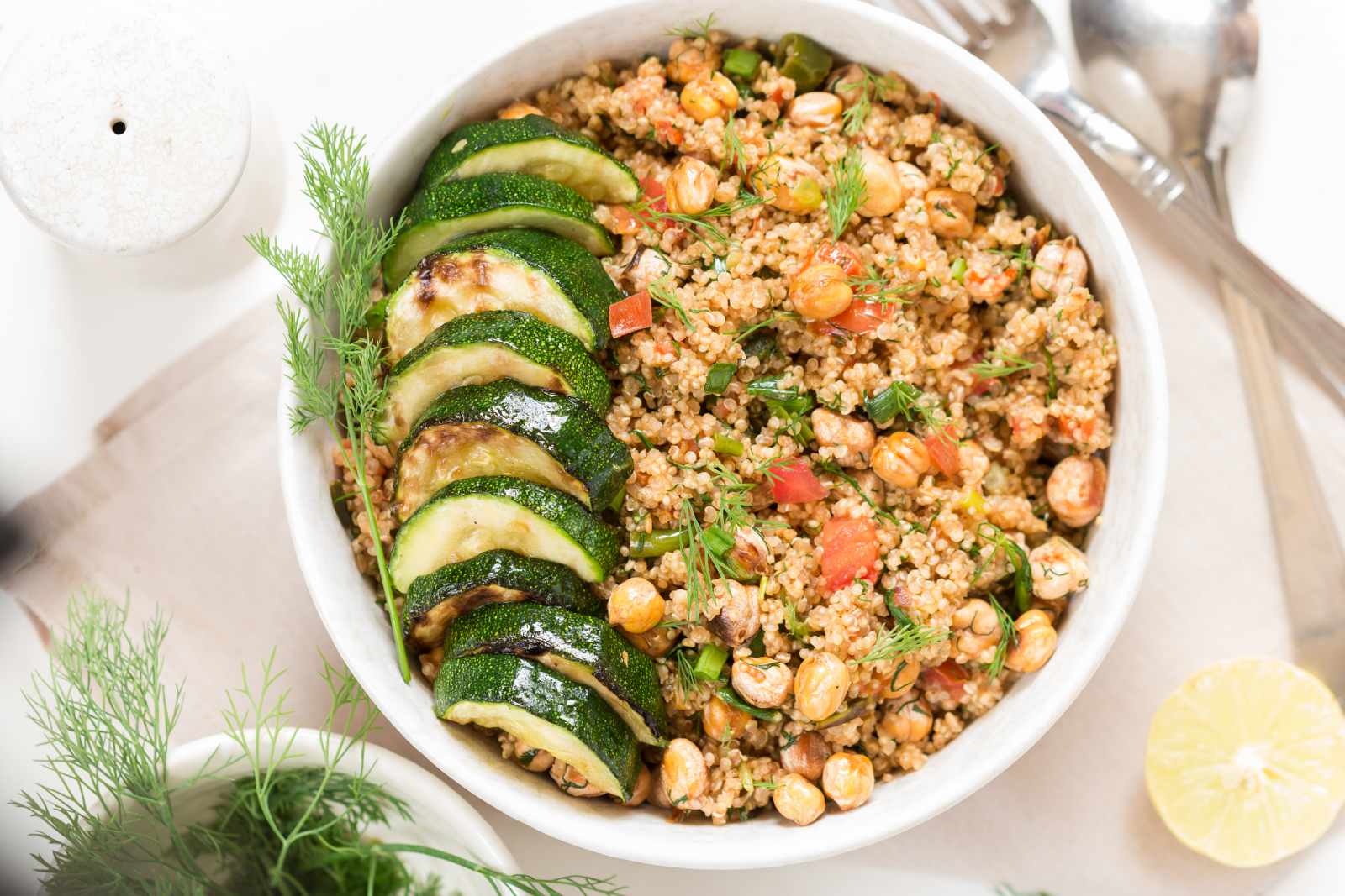 Quinoa With Grilled Zucchini & Chickpea Recipe