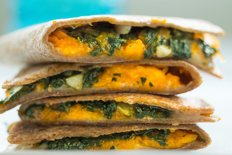 Mexican Style Pumpkin and Spinach Quesadillas Recipe
