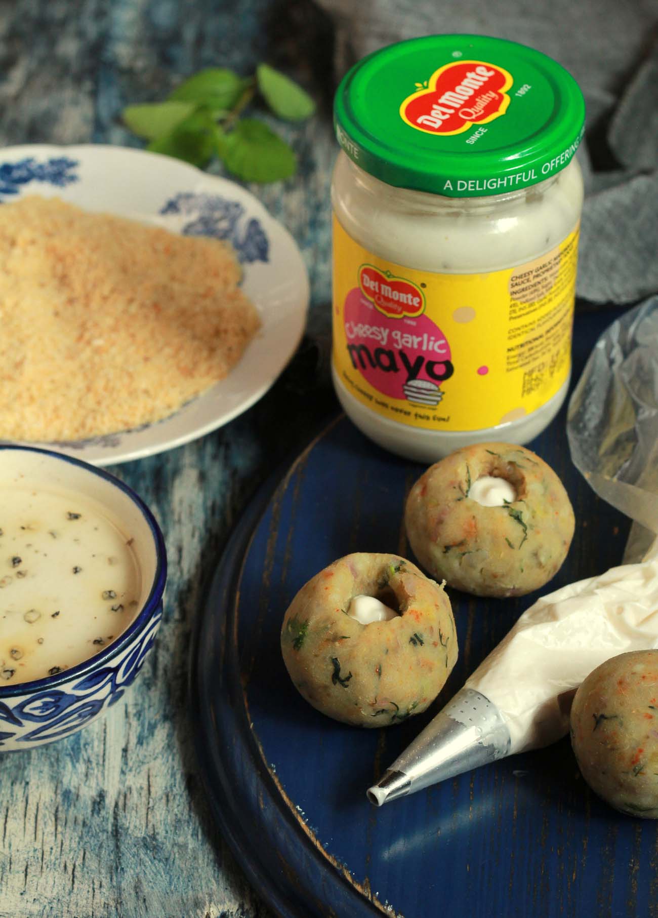 4 step Cheesy garlic Mayo stuffed Sweet Potato balls 2