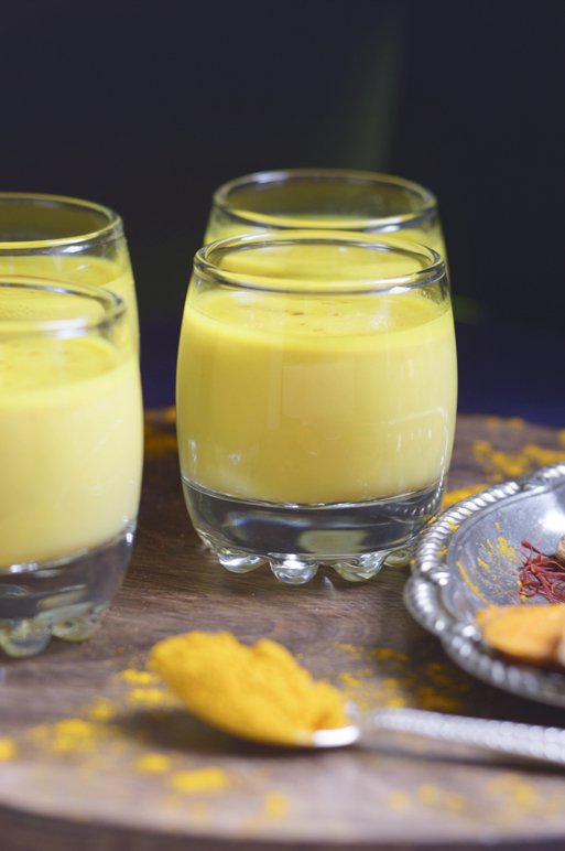 Golden Turmeric Almond Saffron Milk Shot Recipe