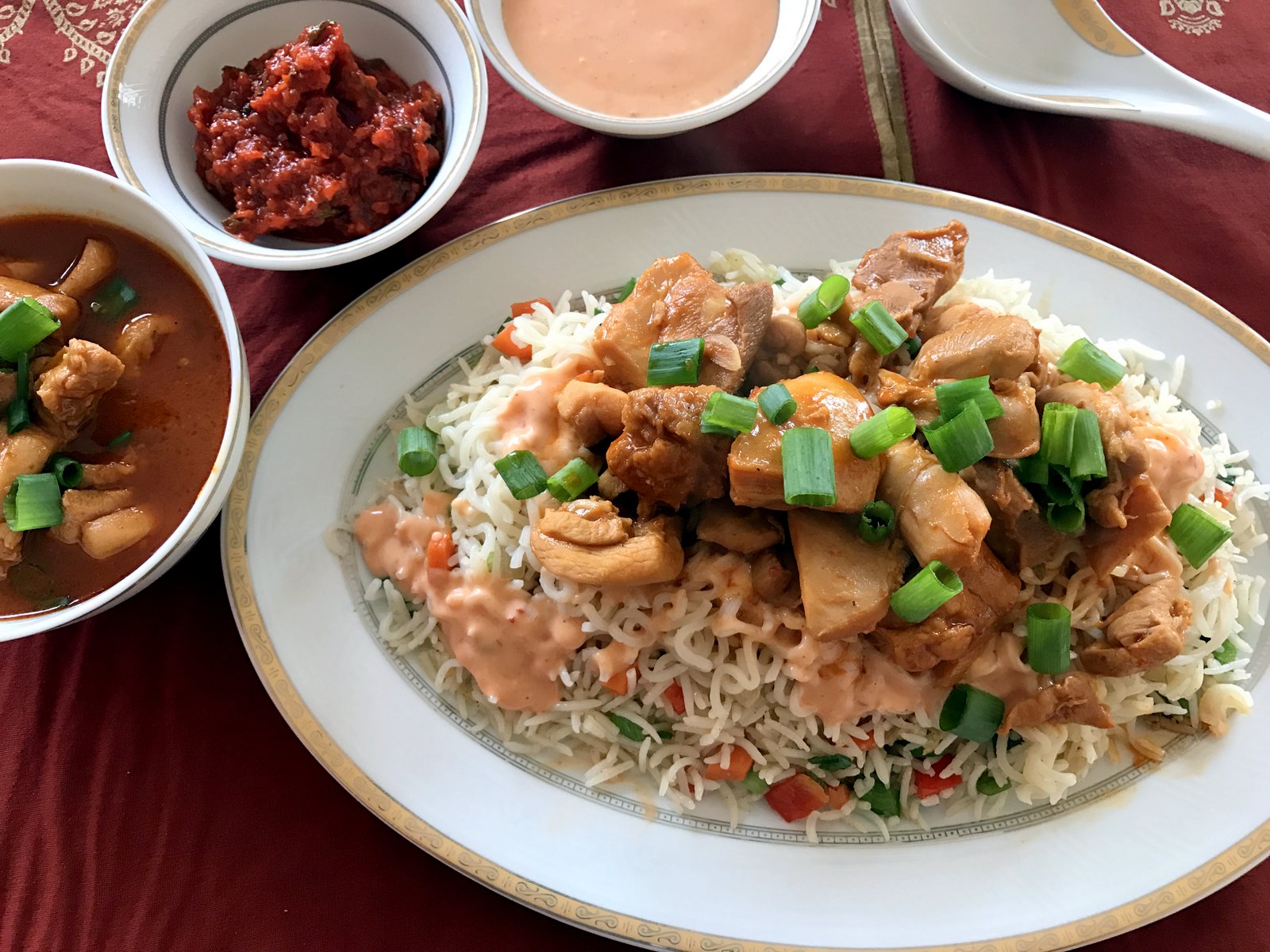 Singapore Style Chicken Layered Fried Rice Recipe
