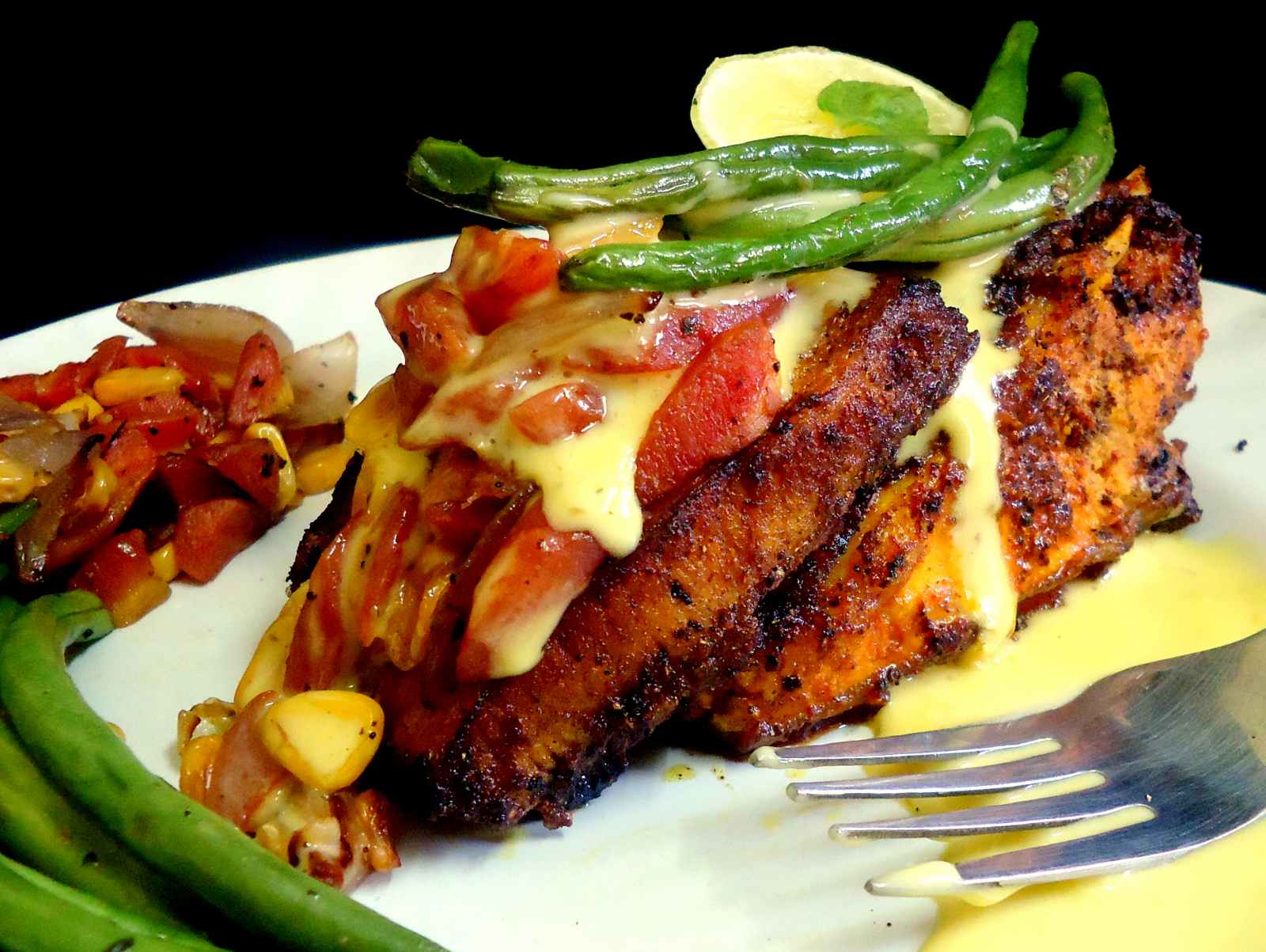 Chettinad Fish Fry With Roasted Corn, Onions And Carrots With French Beans Recipe