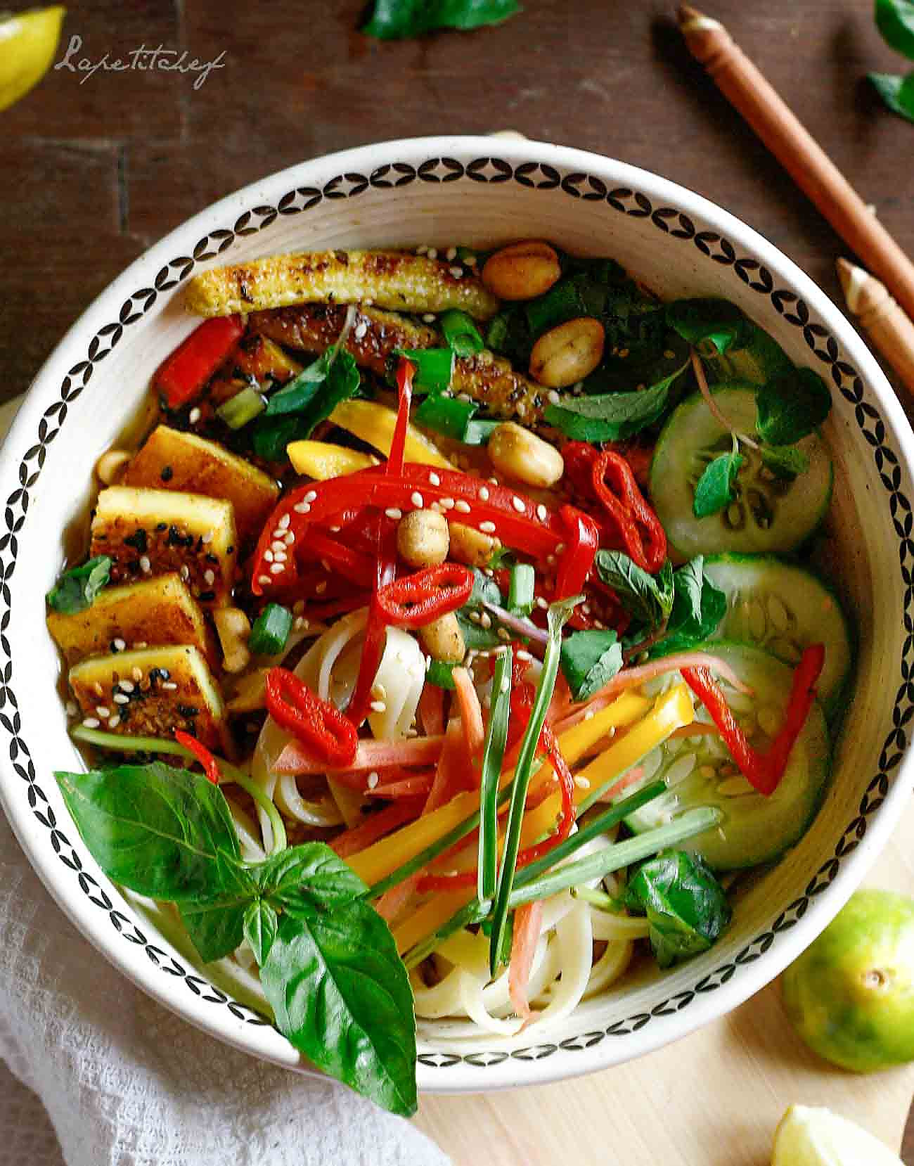 Spicy Vegetarian Thai Noodle Bowl Recipe