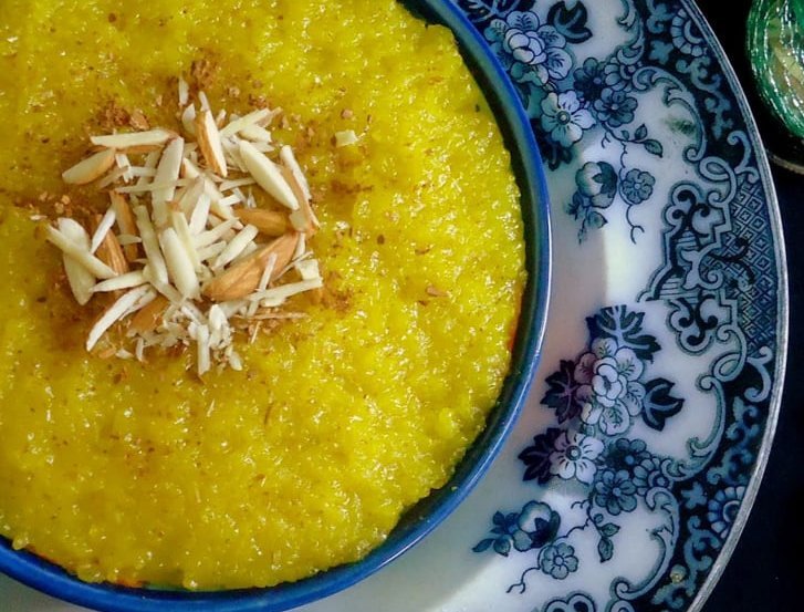 Sholeh Zard Recipe -  Persian Saffron Rice Pudding