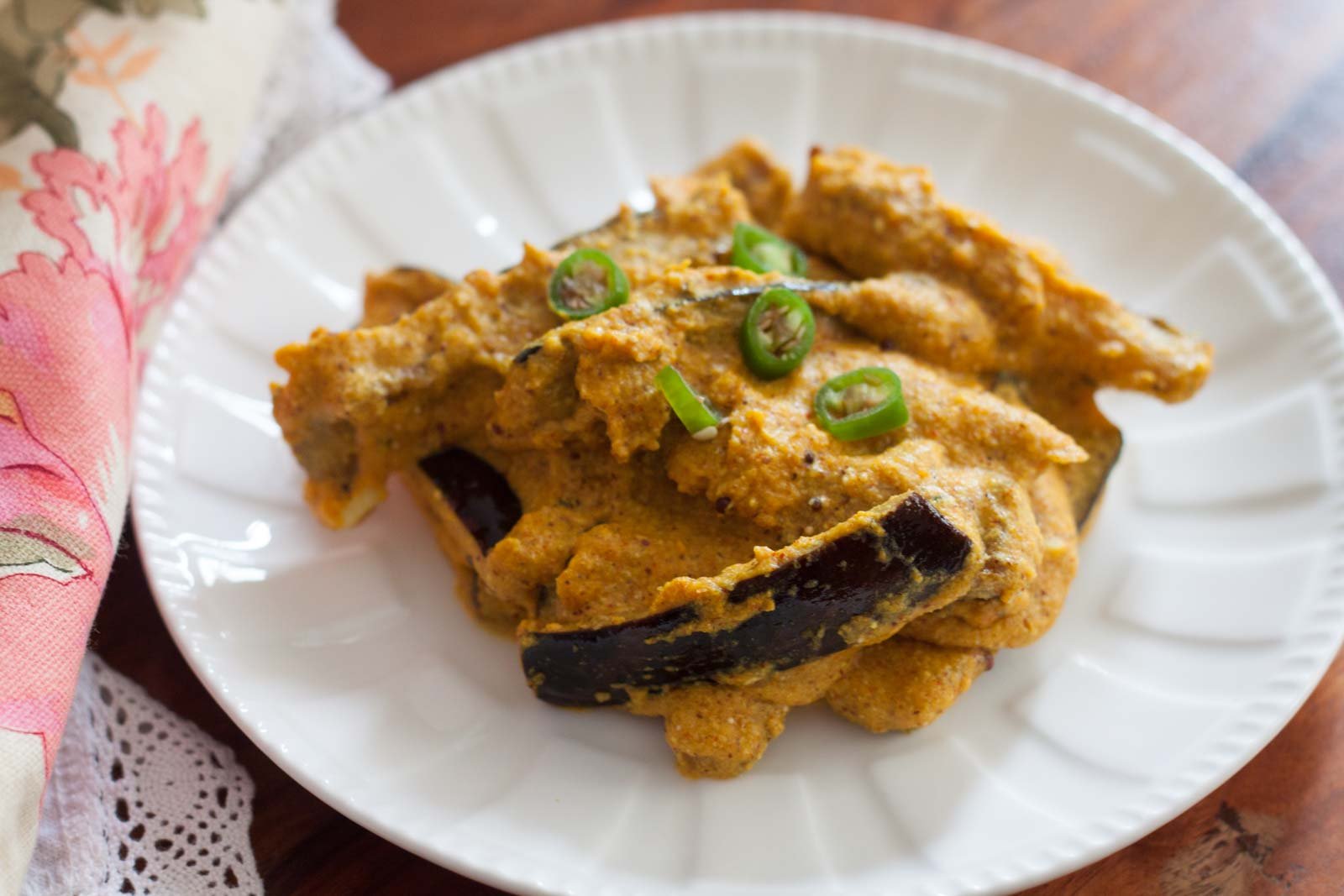 Begun Basanti Recipe - Eggplant In Mustard Yogurt Curry 