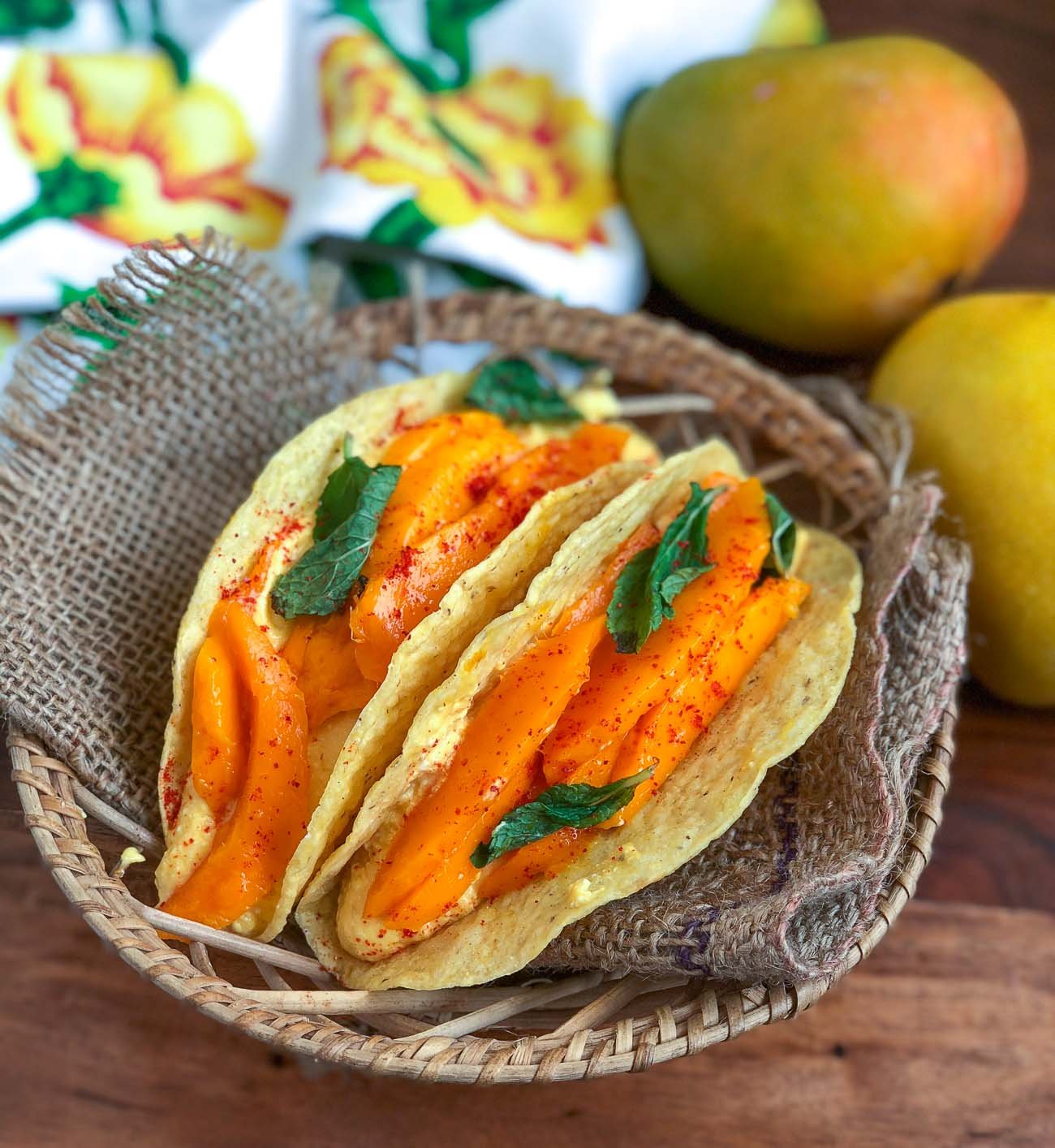 Mango Shrikhand Taco Recipe - Sweet Mango Yogurt Dip Taco