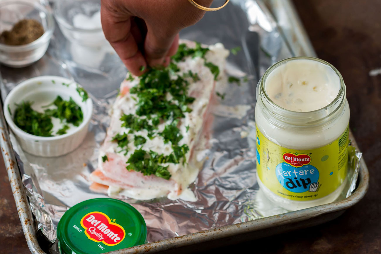 Baked Salmon Recipe Flavored with Herbs and Tartare Dip 3
