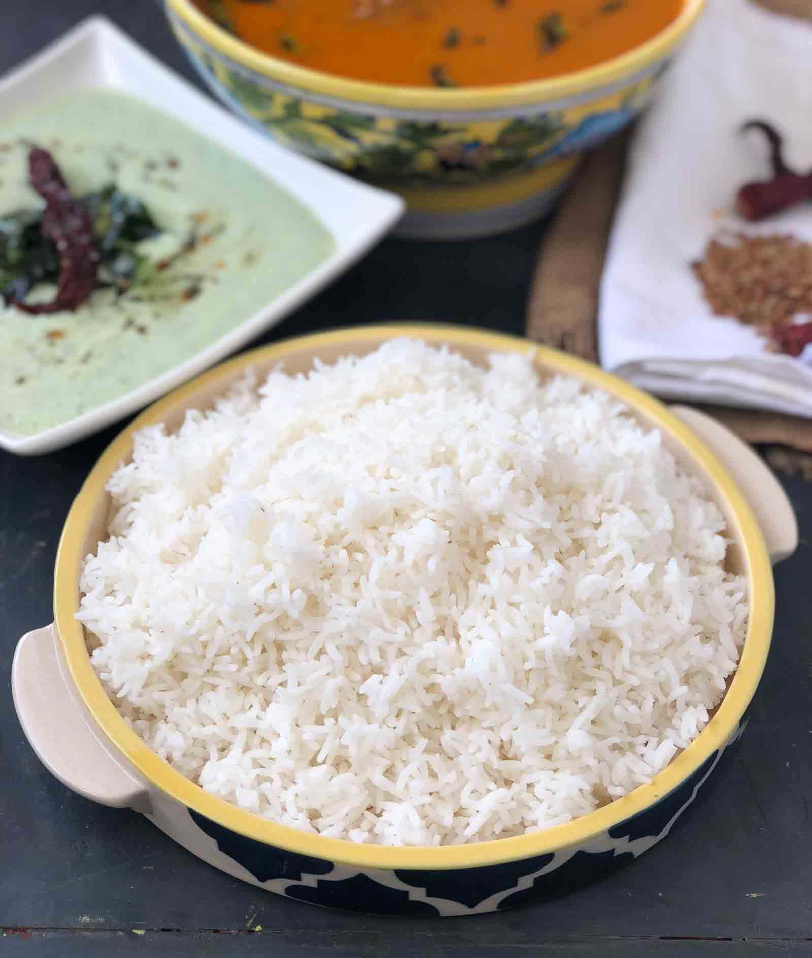 Steamed Rice Recipe - Pressure Cooker & Sauce Pan Methods
