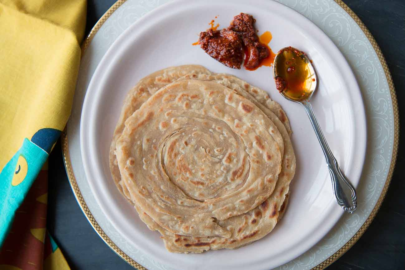 Whole Wheat Lachha Paratha Recipe-Multilayered Layered Indian Flat Bread