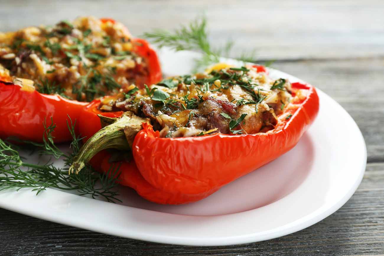 Mexican Inspired Vegetarian Oven Roasted Stuffed Pepper Recipe
