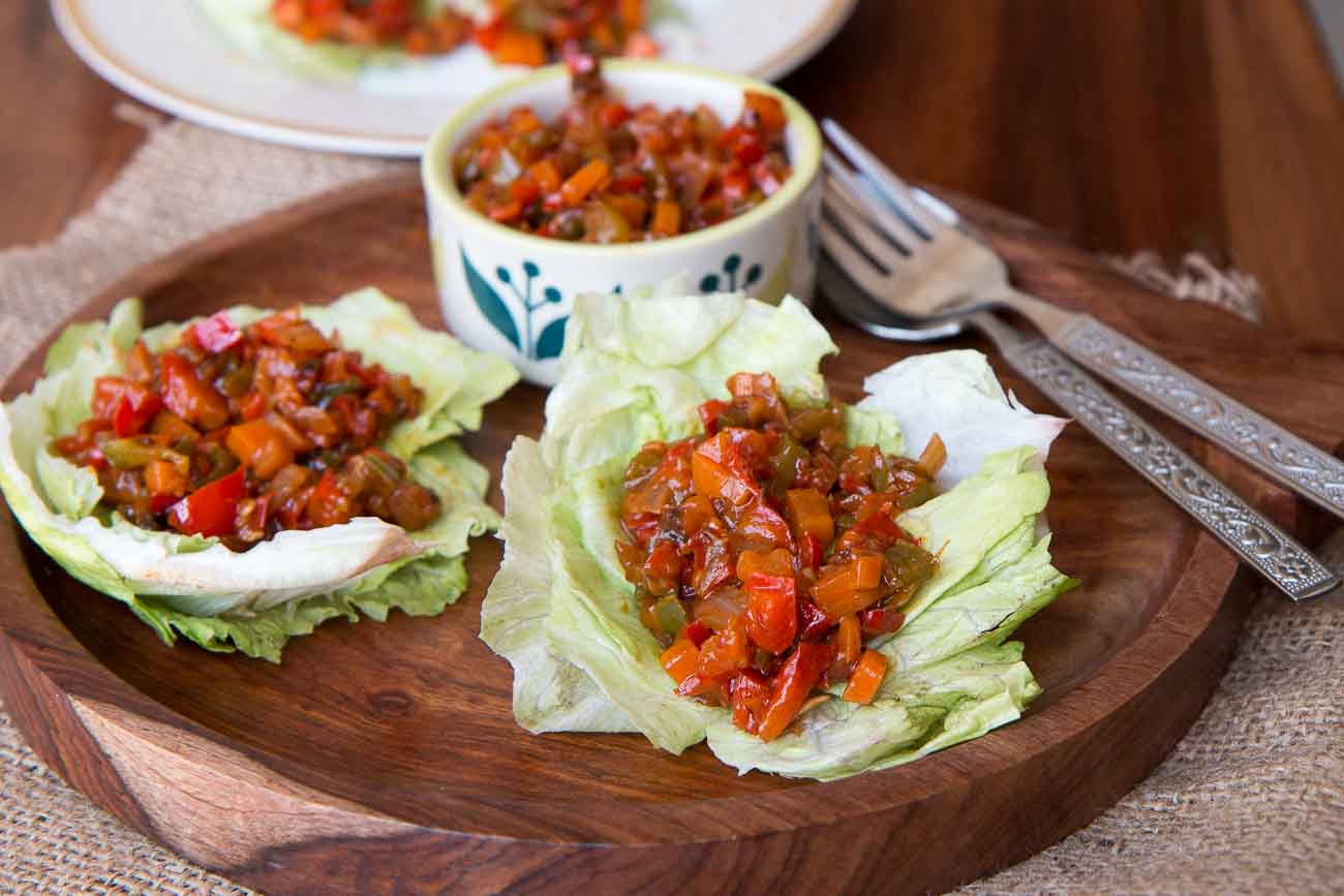 Lettuce Wrap Recipe with Asian Style Roasted Vegetables