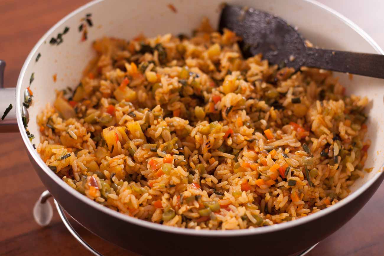 Thai Basil Vegetarian Fried Rice With Pineapple and Spicy Thai Red Chillies Recipe