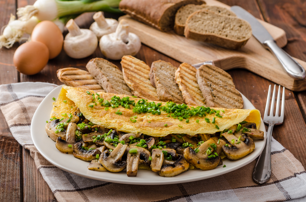 Herb & Cheese Mushroom Omelette Recipe