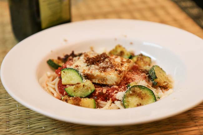 Tofu Parmigiana Recipe with Spaghetti and Tomato Basil Sauce
