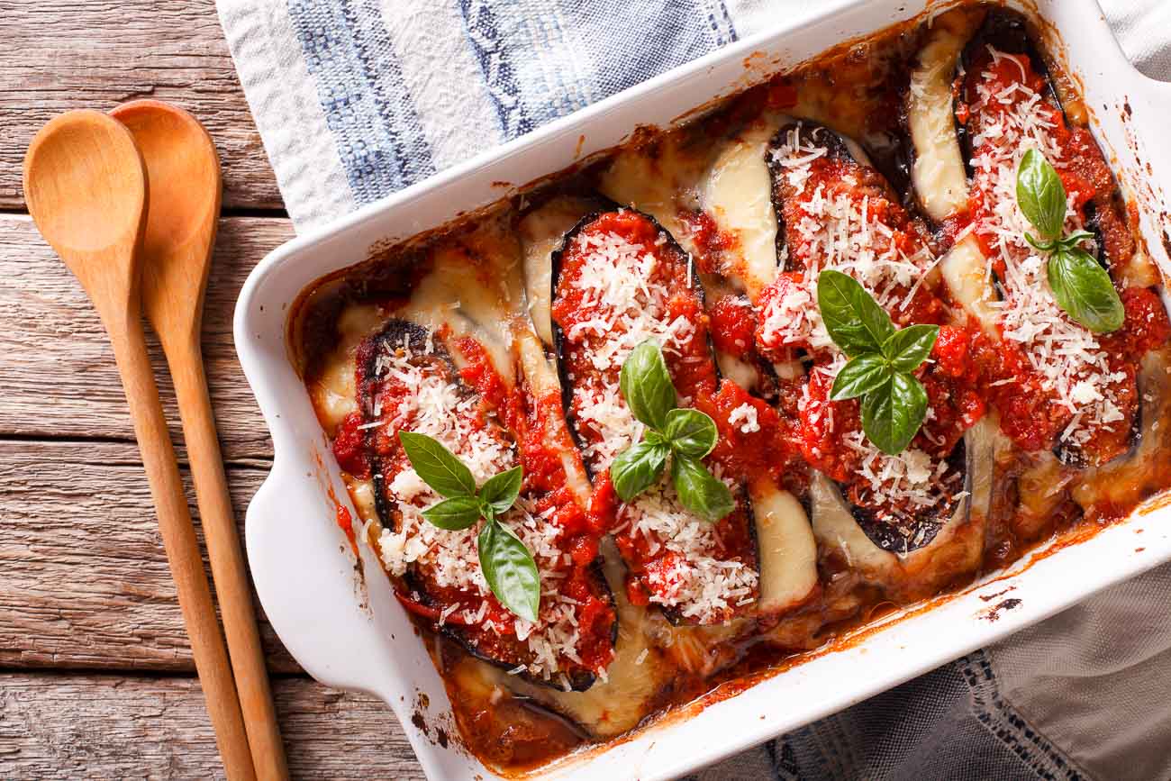 Italian Baked Eggplant in Tomato & Parmesan - Melanzane alla Parmigiana Recipe