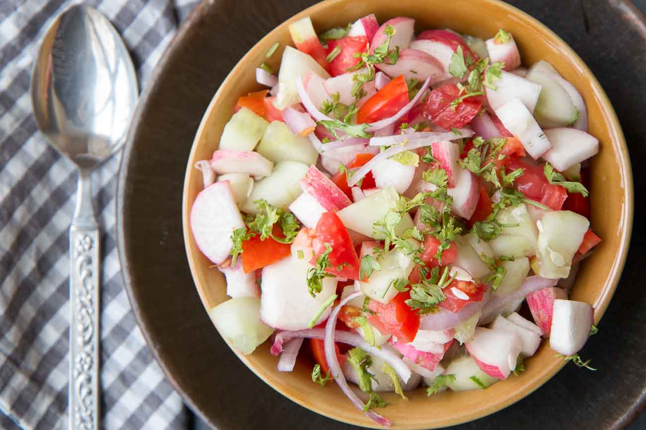 Cucumber, Red Radish, Tomatoes & Onion Salad Recipe