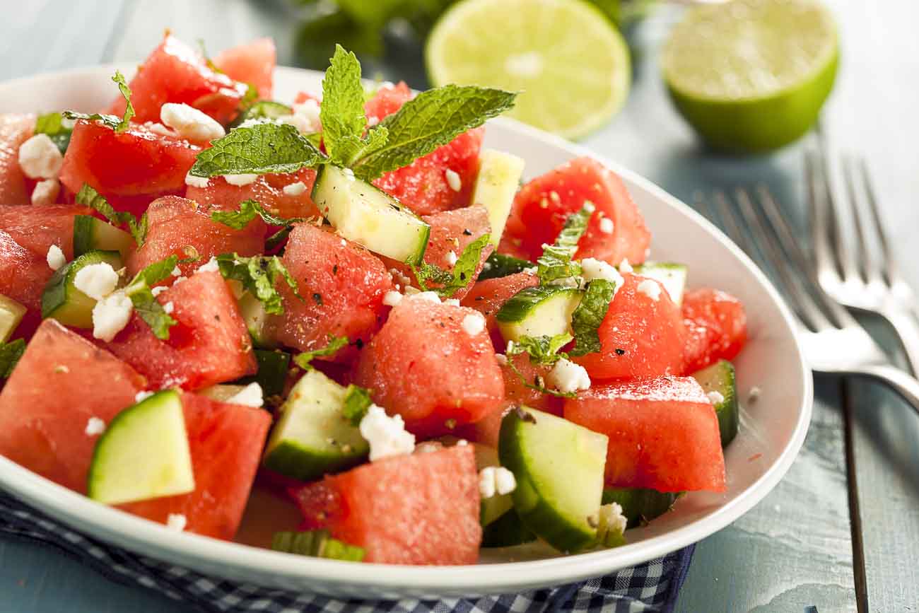 Savory Melon Salad Recipe - Spiced with Ginger & Mint