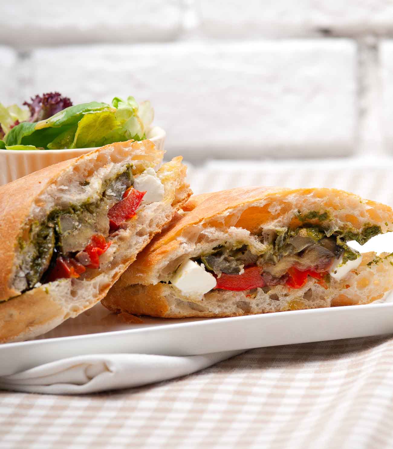 Roasted Vegetable Panini Sandwich With Feta Cheese Recipe
