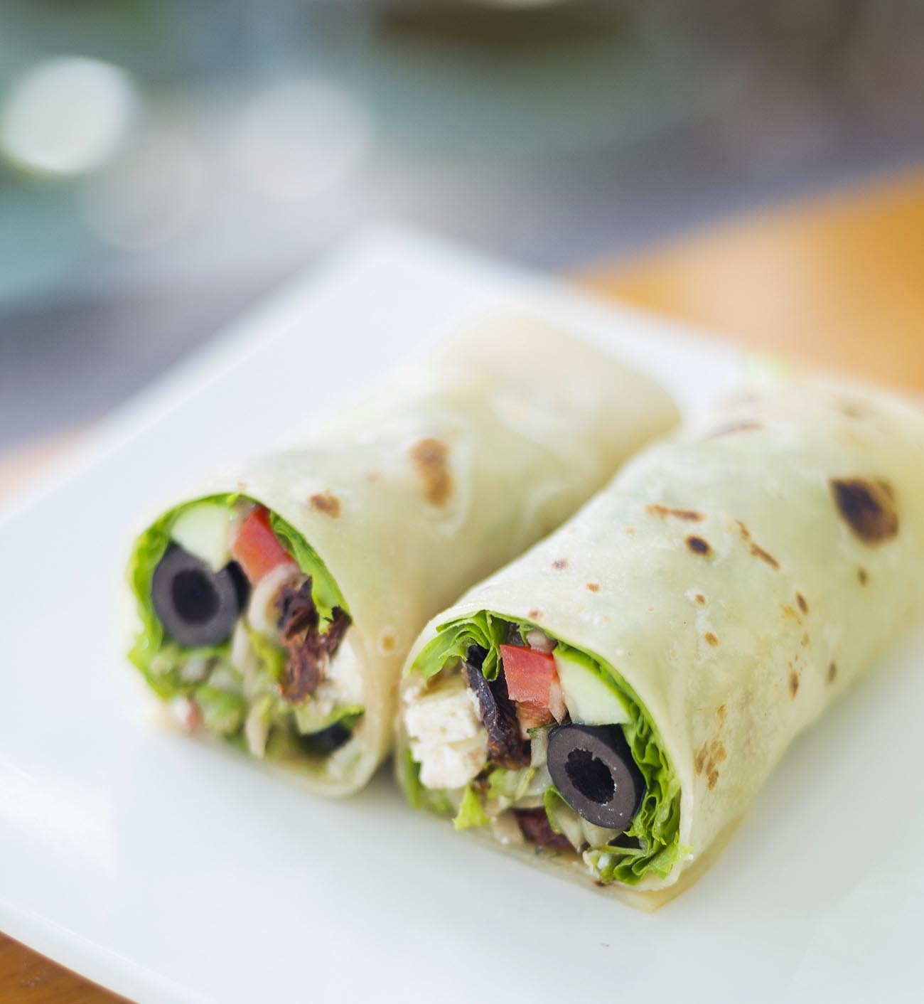 Vegetarian Wrap With Olives And Cottage Cheese -Paneer Roll