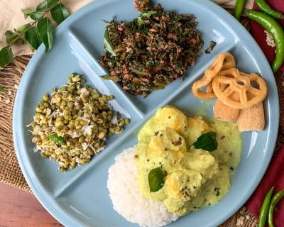 Enjoy This Ayurvedic Meal Of Sprouts Sundal, Keerai Poriyal, Pulissery And Rice 