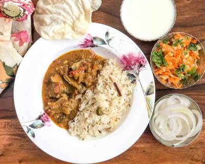 Enjoy A Delicious Weekend Meal With Madras Lamb Curry, Ghee Rice And Salad