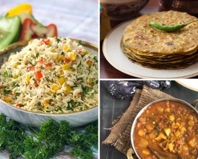 Kids Lunch Box Menu Plan-Veggie Rava Idli, Aloo Raswala Sabzi, Bell pepper Rice & More