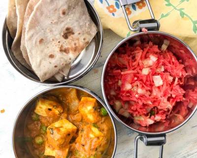 Lunch Box Ideas: Aloo Matar Paneer Curry, Phulka And Salad