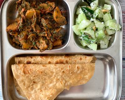 Easy And Delicious, Try This Diabetic Meal Plate Of Amla Methi Sabzi, Paratha And Salad