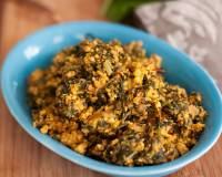 Palak Paneer Bhurji Recipe -Spiced Cottage Cheese Scramble With Spinach Recipe