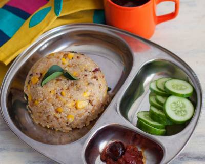 Breakfast Plate:Uppu Pindi, Spicy Coconut Chutney & Chai