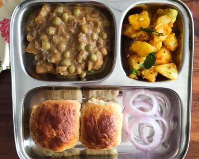 Breakfast Meal Plate: Patol Bhaji, Raw Banana Subzi & Whole Wheat Pav