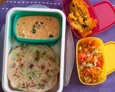 Kids Lunch Box Ideas: Godumai Dosai, Sesame Chutney, Carrot Cucumber Salad