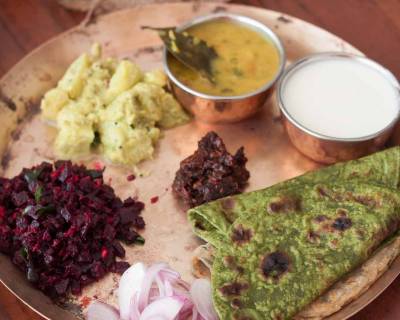 Wholesome Meal Idea With Beetroot Poriyal, Spinach Paratha and Gujarati Dal