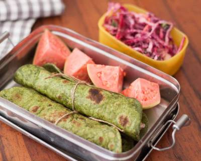 Office & Kids Lunch Box - Palak Paneer Roll With Indian Salad