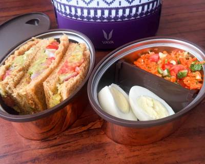 Lunch with Vaya Tyffyn: Masala Sandwich, Carrot and Cucumber Salad & Boiled Eggs