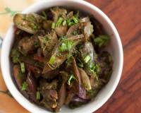 Andhra Style Vankaya Kothimeera Karam Recipe - Brinjal Cooked With Spicy Coriander Mix Recipe