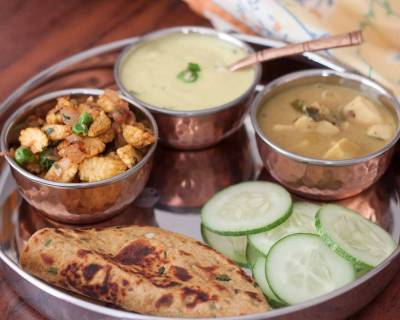 Everyday Meal Plate: Arbi Curry, Baby Corn Thoran, Kobbari Chaaru & More