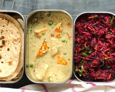 Lunch Box Ideas : Hyderabadi Style Nawabi Paneer Gravy,Phulka & Beetroot Salad