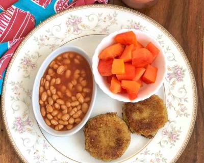 Enjoy A High Protein Breakfast with Chickpea Hash Browns, Baked Beans, Papaya & Chai