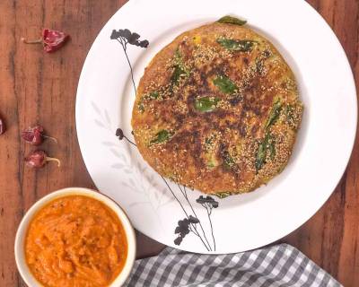 Breakfast Meal Plate: Gujarati Tawa Handvo & Tomato Garlic Chutney