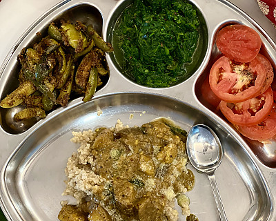 Dinner Recipes | Dinner Ideas - Kathirikai Rasavangi, Dondakaya Uli Karam Kura, Keerai Masiyal & Foxtail Quinoa Rice